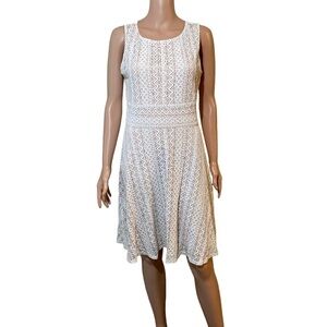 Tiana B dress light cream lace tan underneath half zip back like new size 10P